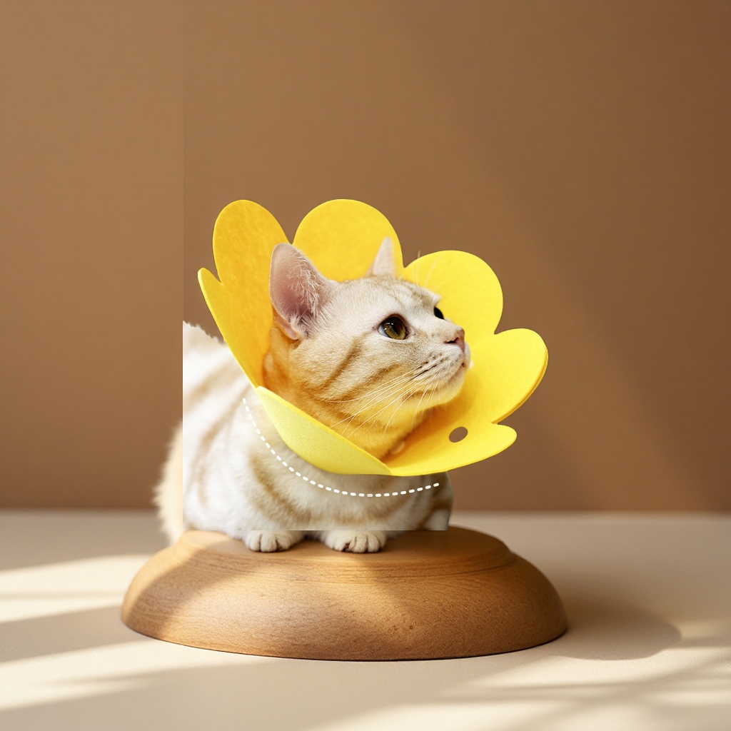 伊丽莎白圈猫咪宠物项圈轻薄毛毡头套术后恢复防舔可调节宠物配饰