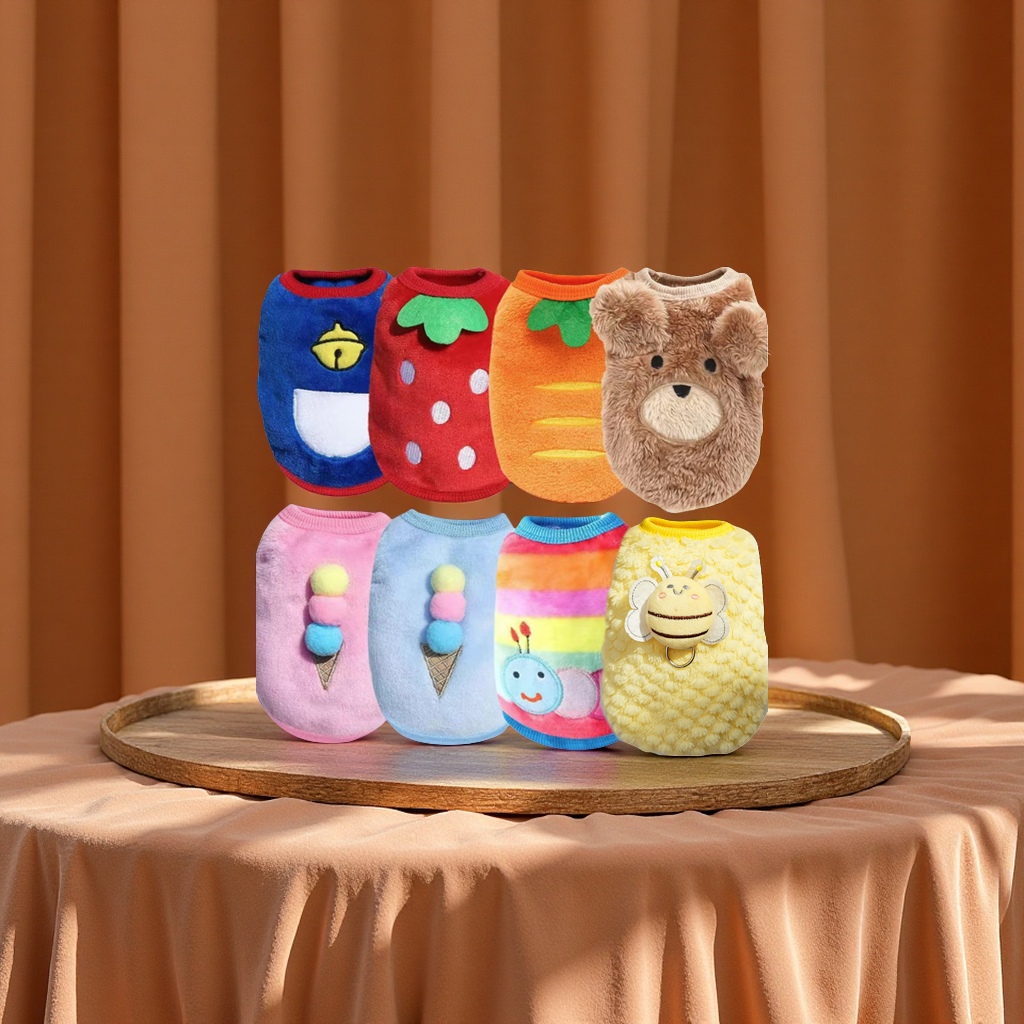 泰迪幼犬卡通法兰绒保暖背心宠物狗猫咪衣服宠物用品宠物服饰配饰