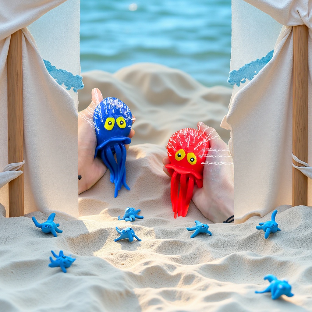 跨境热卖戏水章鱼儿童洗澡捏捏乐喷水沙滩解压玩具批发运动休闲玩水玩具