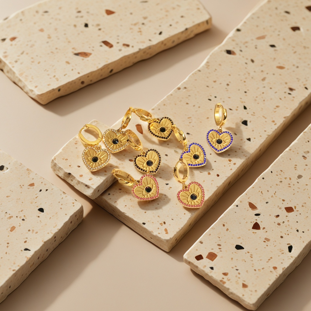 耳环不锈钢心形彩钻保色时尚简约女款饰品配饰百搭潮流