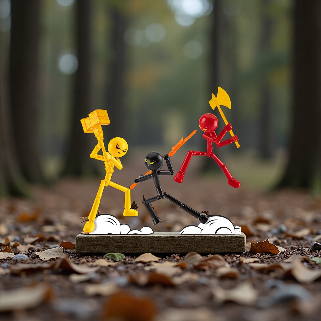 炫酷火柴人儿童DIY拼装模型关节可动潮玩手办惊喜盲盒礼物趣味玩具