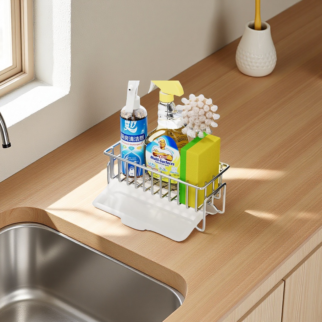 Cross-border bestsellers: Stainless steel sponge hand sanitizer draining basket, dishwashing liquid storage rack, kitchen storage rack, daily necessities Specification image