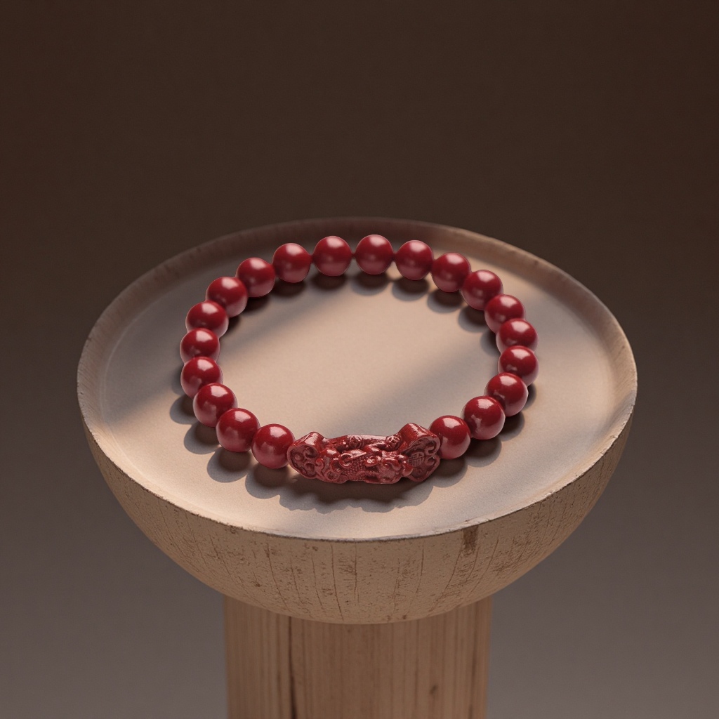 红朱砂貔貅手链原石小皮丘本命年如意手牌红绳男女饰品高含量