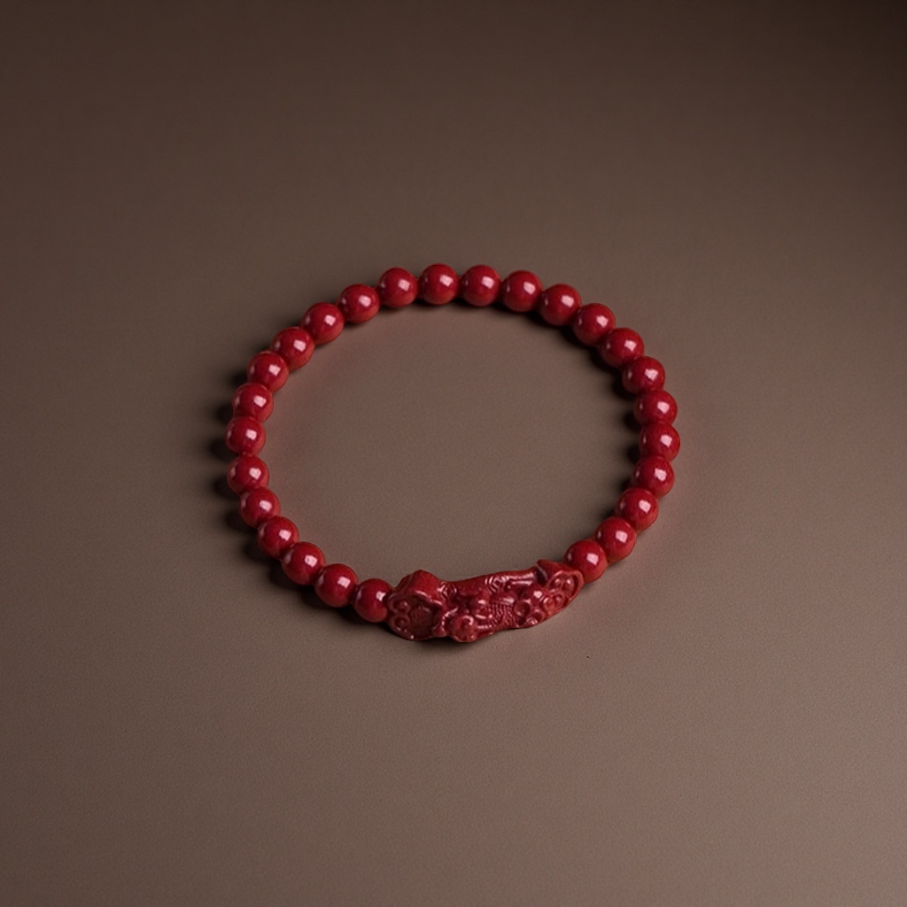 Red cinnabar PI Xiu bracelet, original stone, small PI qiu, zodiac year, auspicious hand card, red string, men's and women's jewelry, high content 134555627 Specification image