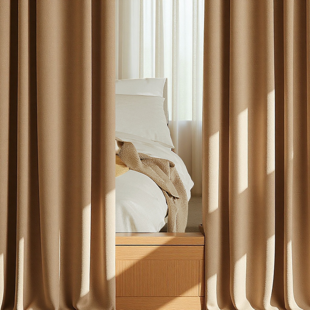 全遮光提花雪尼尔奶油色卧室窗帘2025新款高端客厅遮光窗帘绍兴家纺布艺门帘