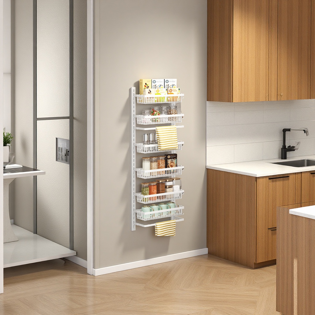 Multi-layer adjustable storage rack without drilling, kitchen cabinet, wall condiment storage rack, daily necessities and organizing tools