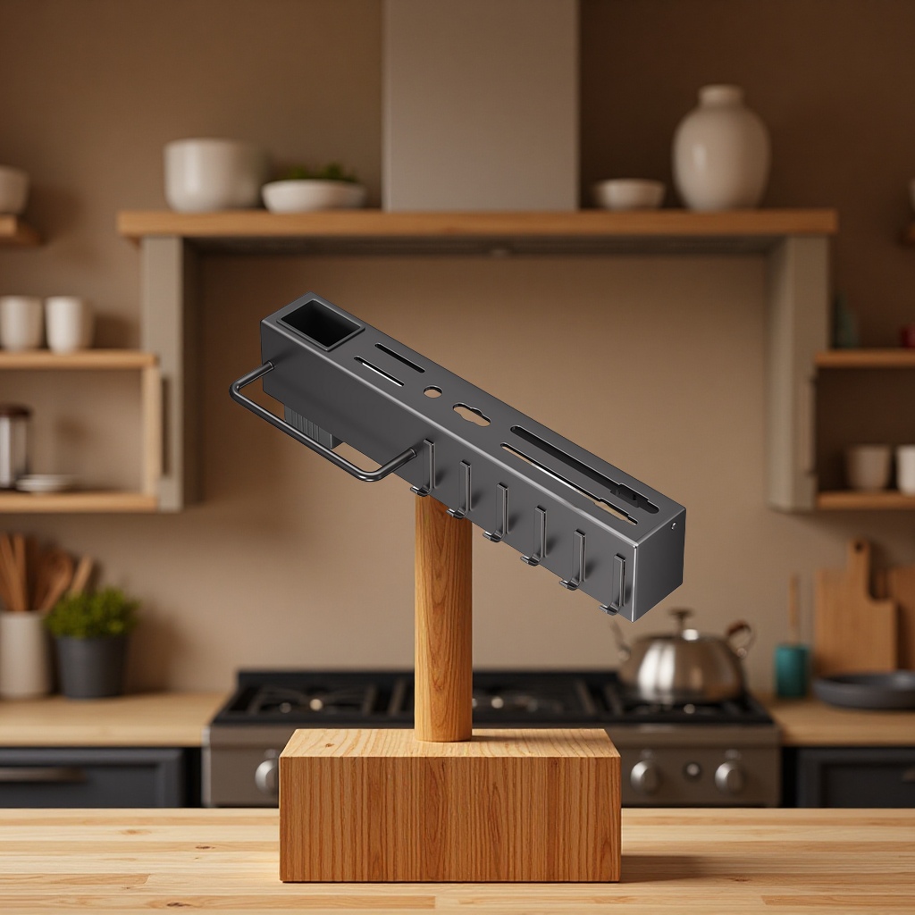 Non-drilling kitchen multi-functional storage rack, wall-mounted kitchen knife, chopstick and knife storage rack, organizing utensils wall hanging rack Item Picture