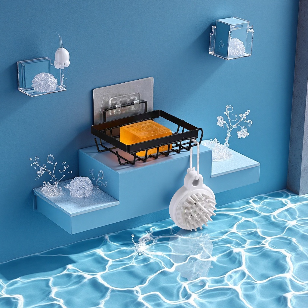 Multi-Functional Bathroom Wall Storage Rack, Kitchen And Bathroom Draining Basket, Toothbrush Holder, Non-Drilling Storage, Wall-Mounted Bathroom Hardware Specification drawing