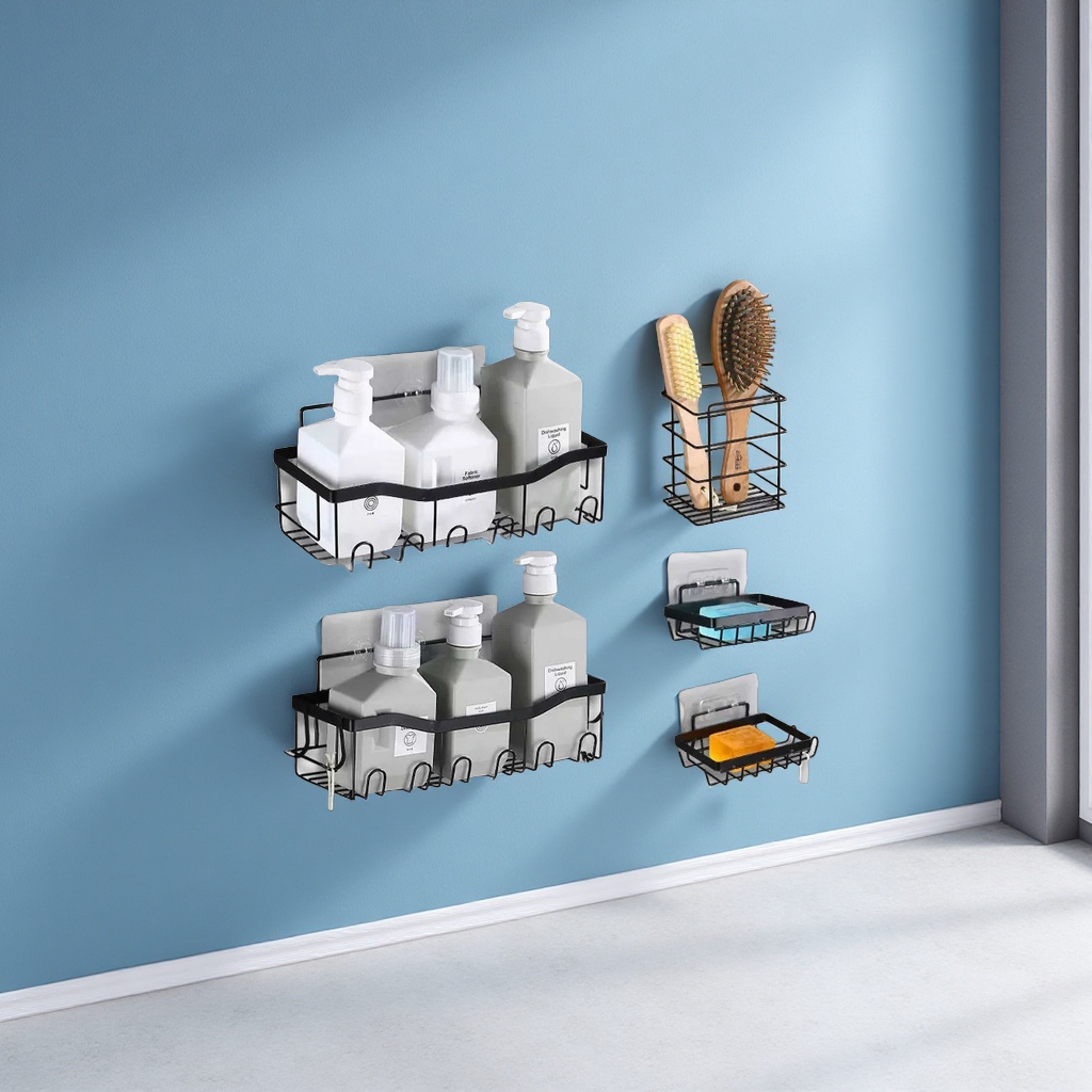 Multi-Functional Bathroom Wall Storage Rack, Kitchen And Bathroom Draining Basket, Toothbrush Holder, Non-Drilling Storage, Wall-Mounted Bathroom Hardware Application Scenario