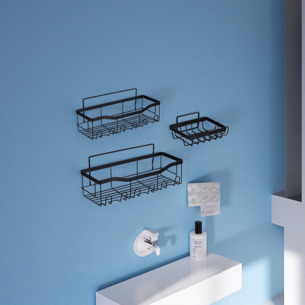 Multi-Functional Bathroom Wall Storage Rack, Kitchen And Bathroom Draining Basket, Toothbrush Holder, Non-Drilling Storage, Wall-Mounted Bathroom Hardware Item Picture