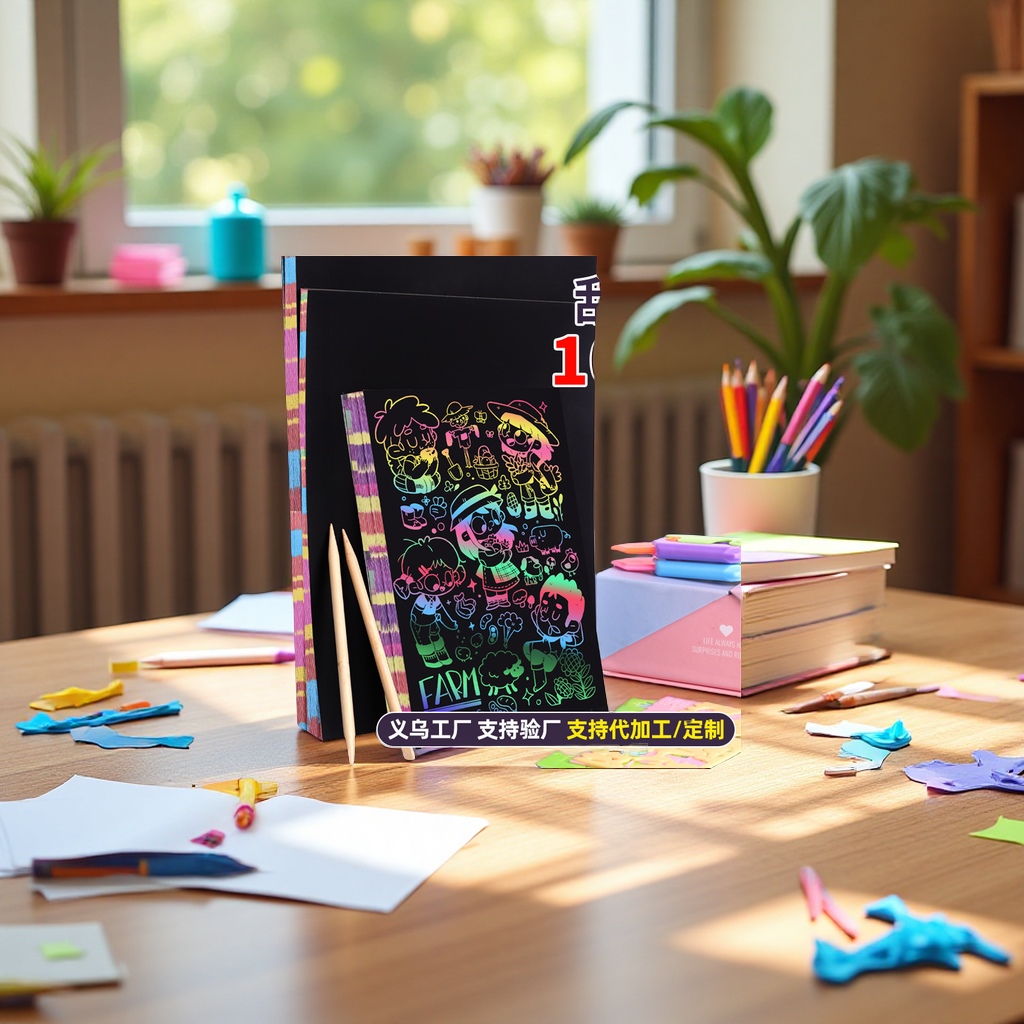 儿童炫彩刮画纸A4手工DIY彩沙画创意美术涂鸦小学生画纸