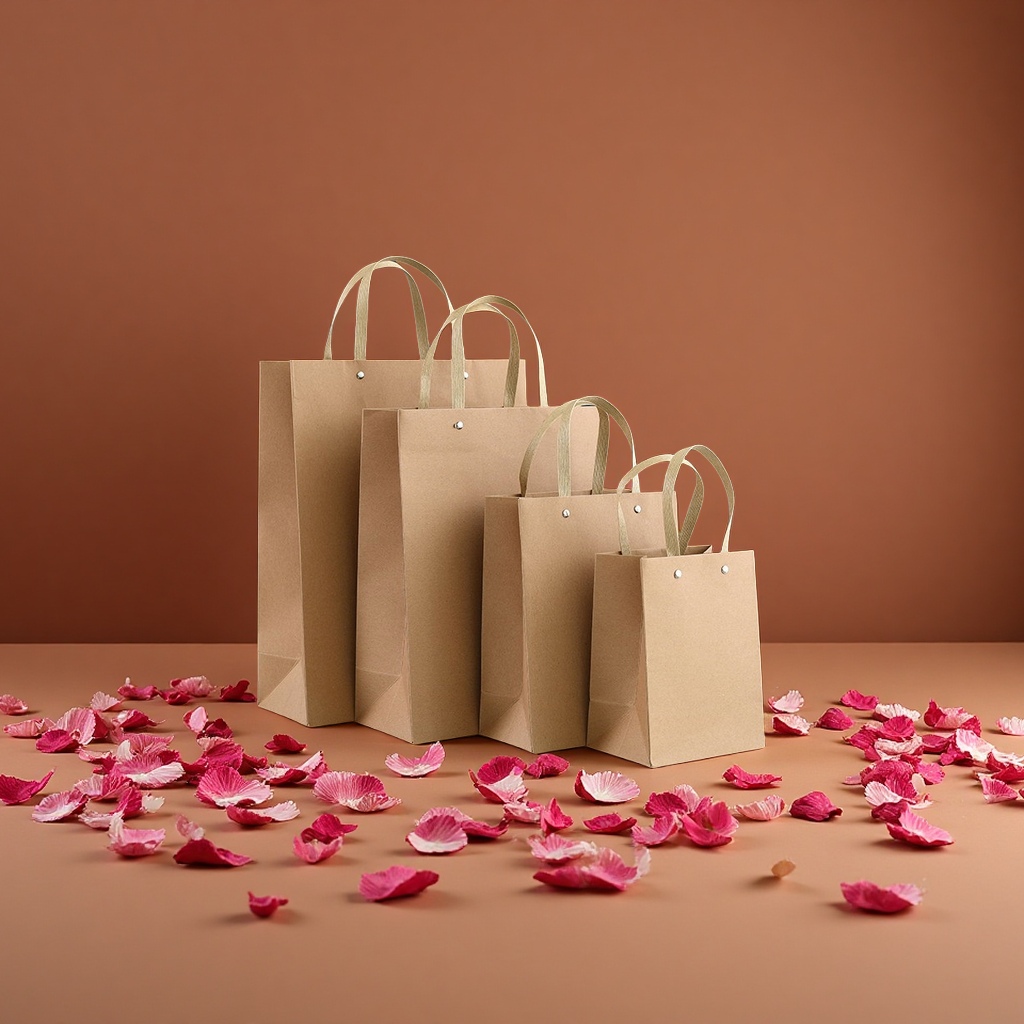 现货250克铆钉牛皮纸横板手提袋广告化妆品服装购物竖版礼品袋纸类包装容器