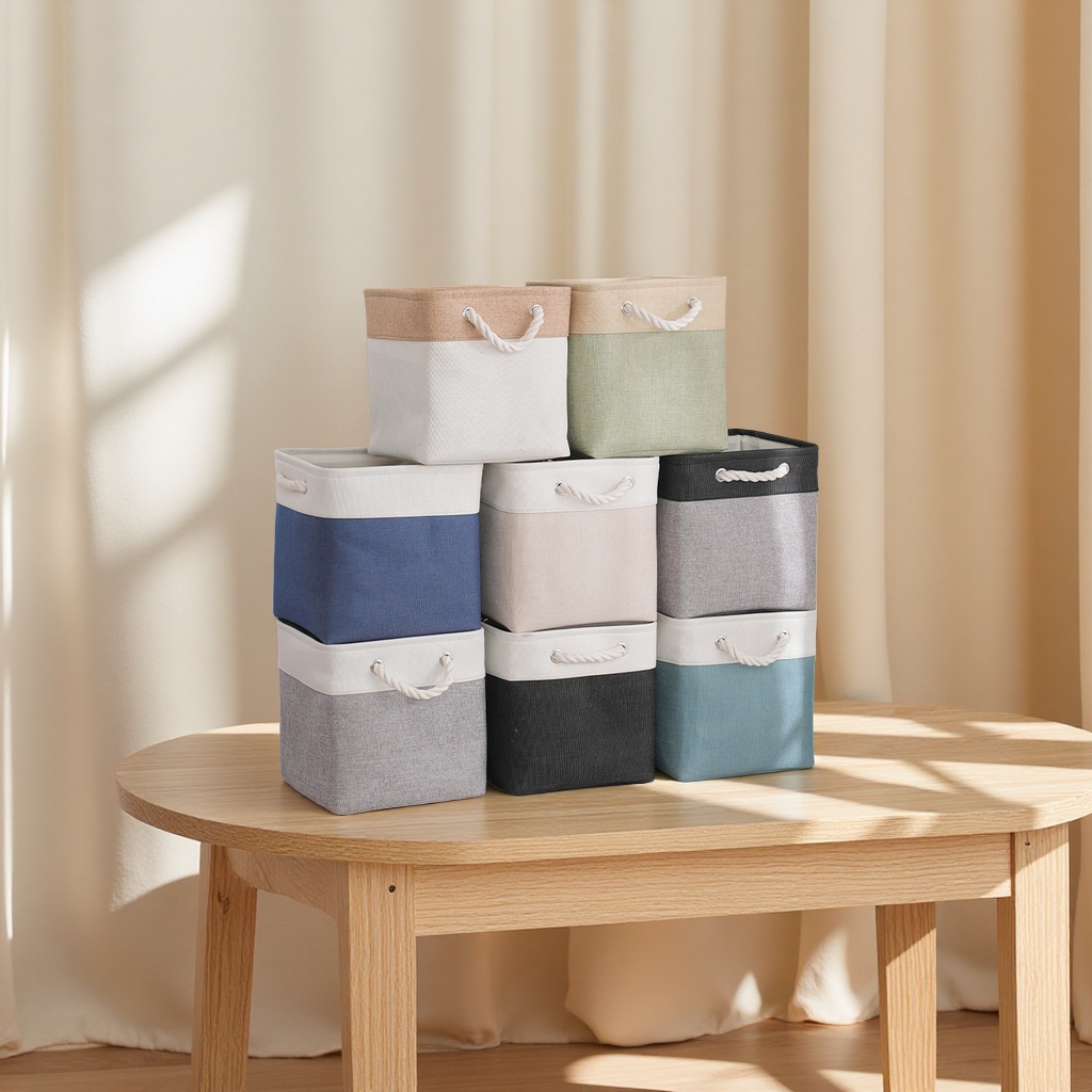 2025年新款大容量亚麻布艺收纳筐家用方形脏衣篮整理收纳盒日用百货防尘收纳用品