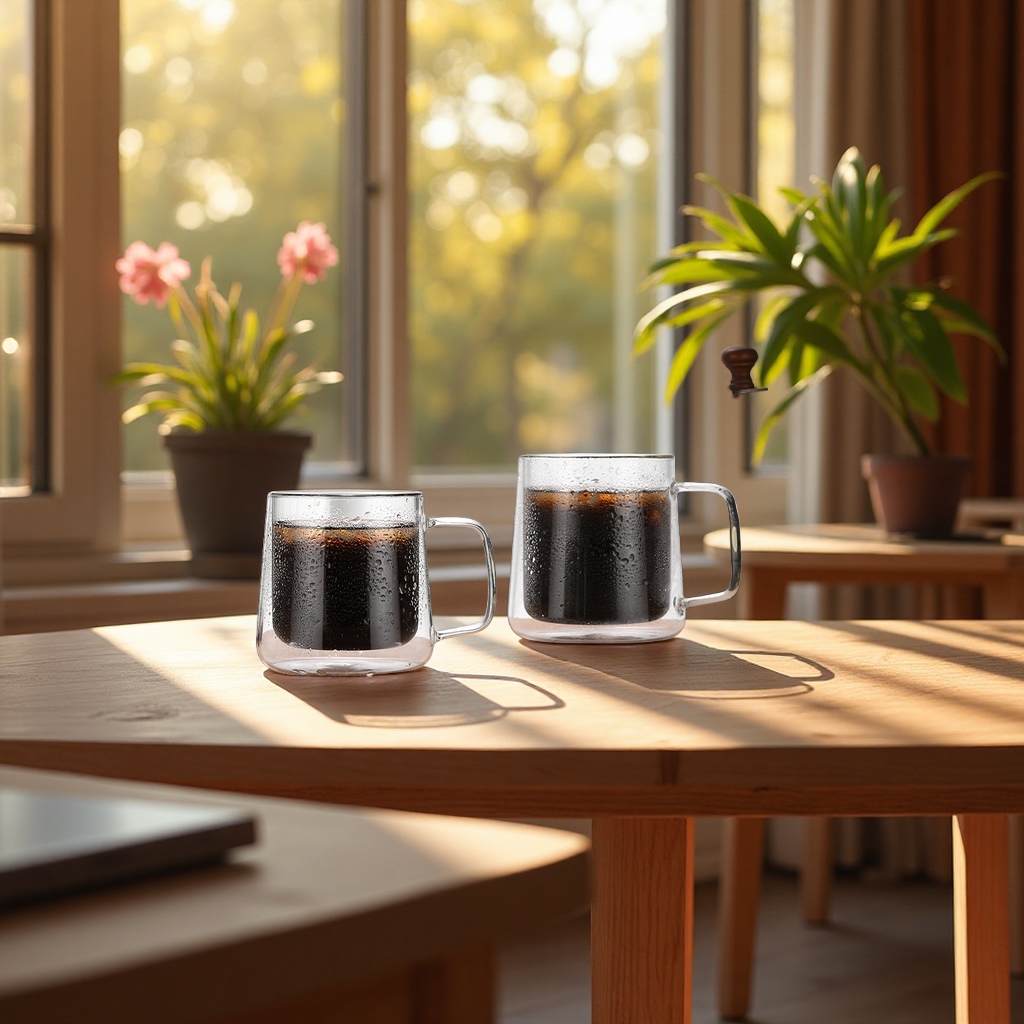 High borosilicate glass double-layer heat-insulating coffee mug, large-capacity breakfast milk tea jar, household drinking cup, daily necessities