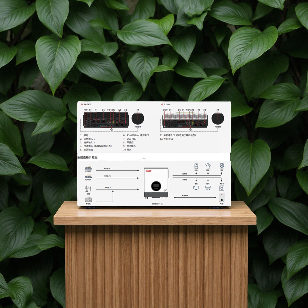 The solar inverter household off-grid system energy storage 12KW photovoltaic integrated machine is equipped with an MPPT electrical inverter power supply details Picture