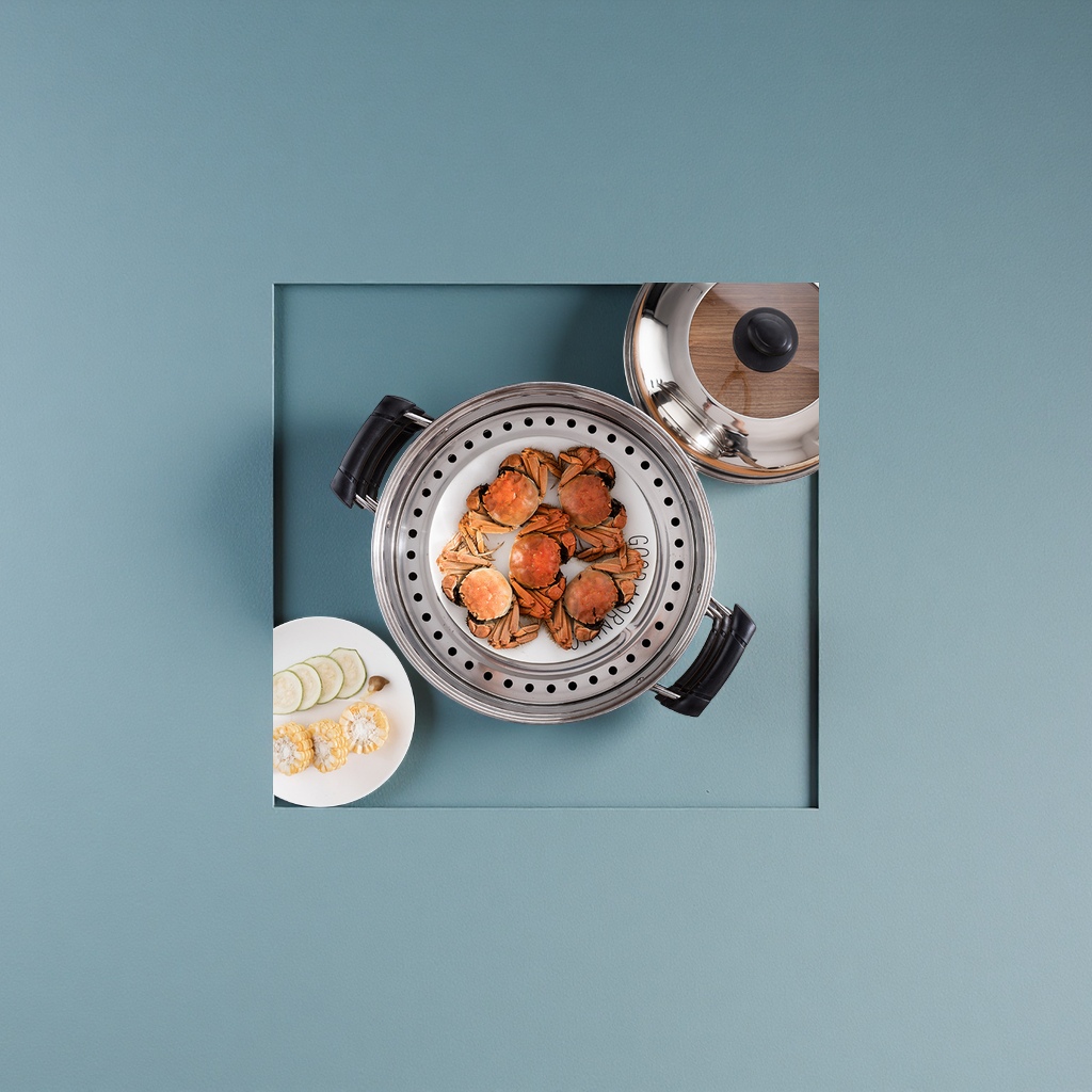 Stainless Steel Thickened Three-Layer Double-Bottom Steamer, Steamer Cage, Household Kitchen Induction Cooker, Gas Stove, Gift Pot, Cookware Set, Daily Necessities details Picture