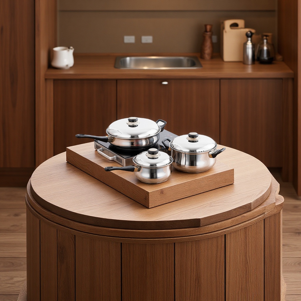 12-Piece Set Of B-Type Double-Bottom Stainless Steel Deep Soup Pot, Steamer, Stew Pot, Cooking Pot Combination, Household Stove, General Daily Necessities Cookware Set For Export Item Picture