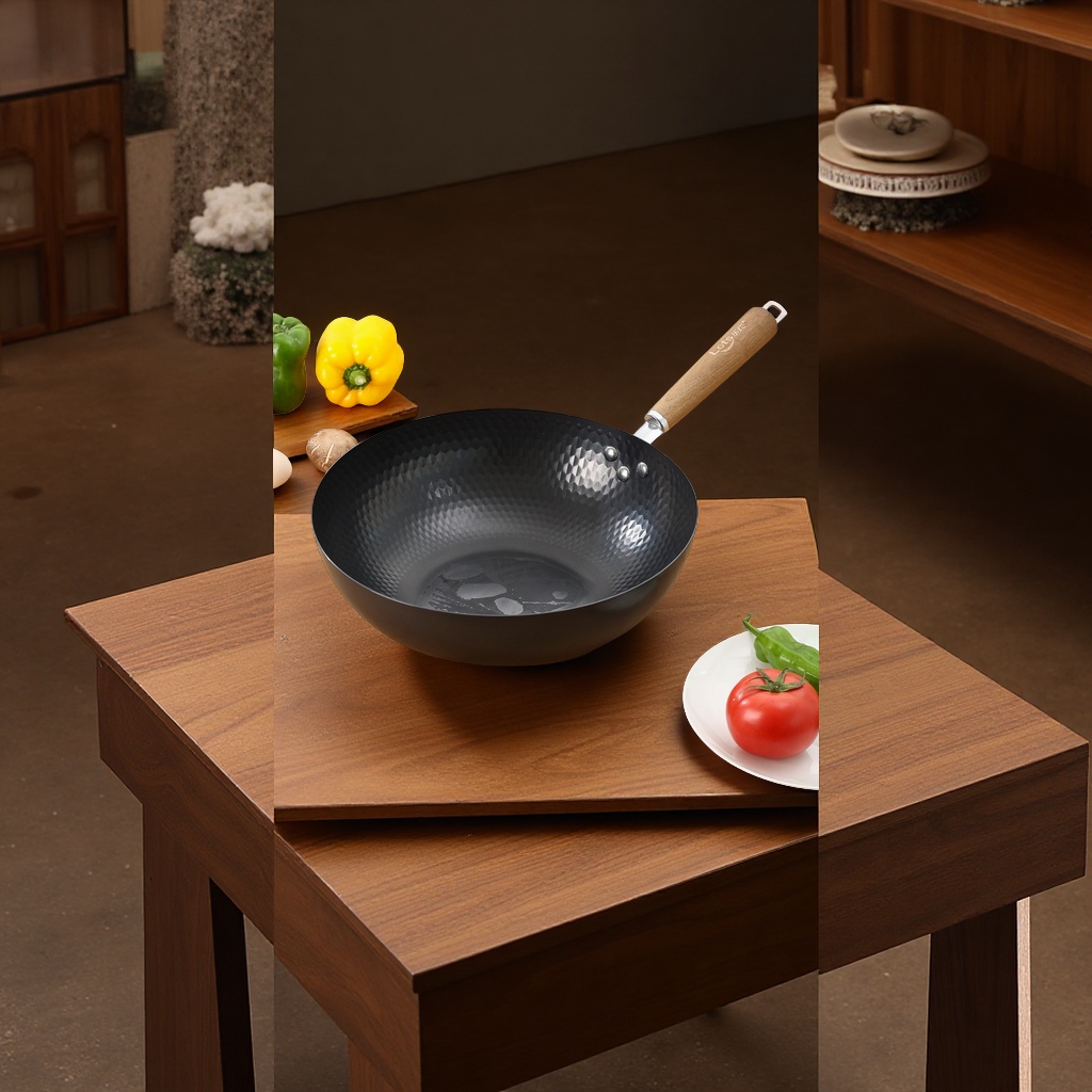 章丘铁锅锤纹无涂层不粘迷你平底炒菜锅家用日用百货超市同款