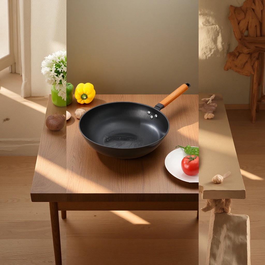 Leshi Precision cast iron wok, non-stick stainless steel wok manufacturer wholesale rust-resistant daily necessities, kitchen utensils, cooking wok details Picture