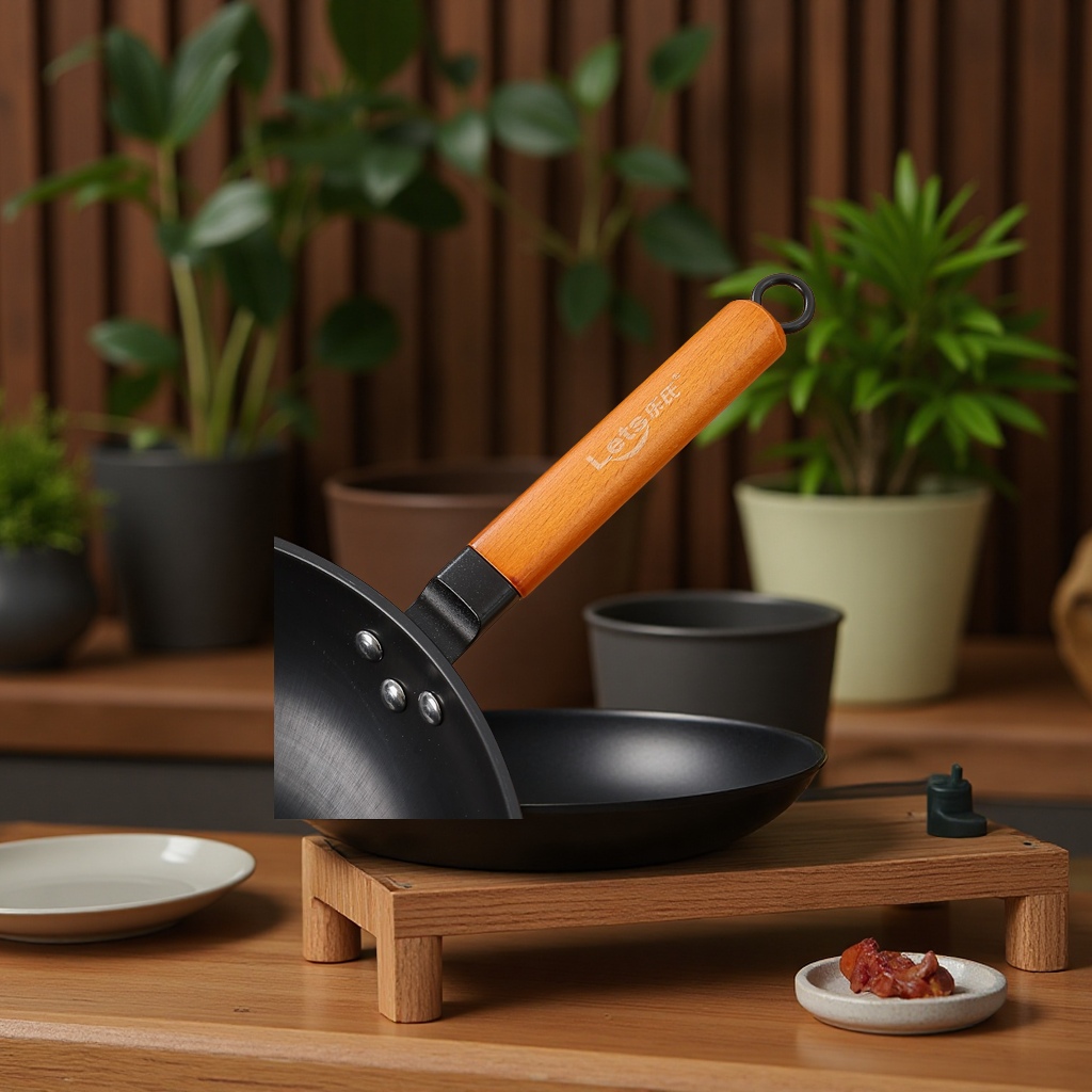 Leshi Precision cast iron wok, non-stick stainless steel wok manufacturer wholesale rust-resistant daily necessities, kitchen utensils, cooking wok Specification image