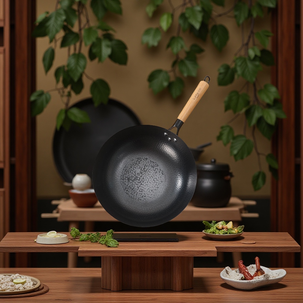 不锈钢锅/铁锅/不粘小炒锅/精铁铁锅/铸铁锅白底实物图