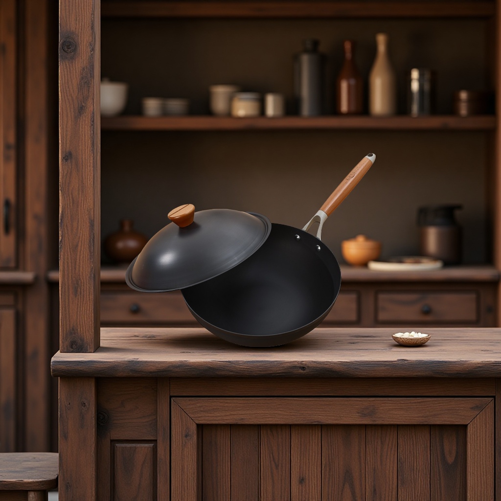 不锈钢锅/铁锅/不粘小炒锅/精铁铁锅/铸铁锅白底实物图