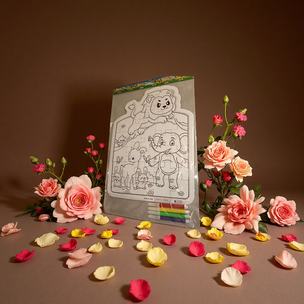 A creative, handcrafted and fun learning gift package integrating Doudou jigsaw puzzle children's educational toys and Doudou tangram assembly games