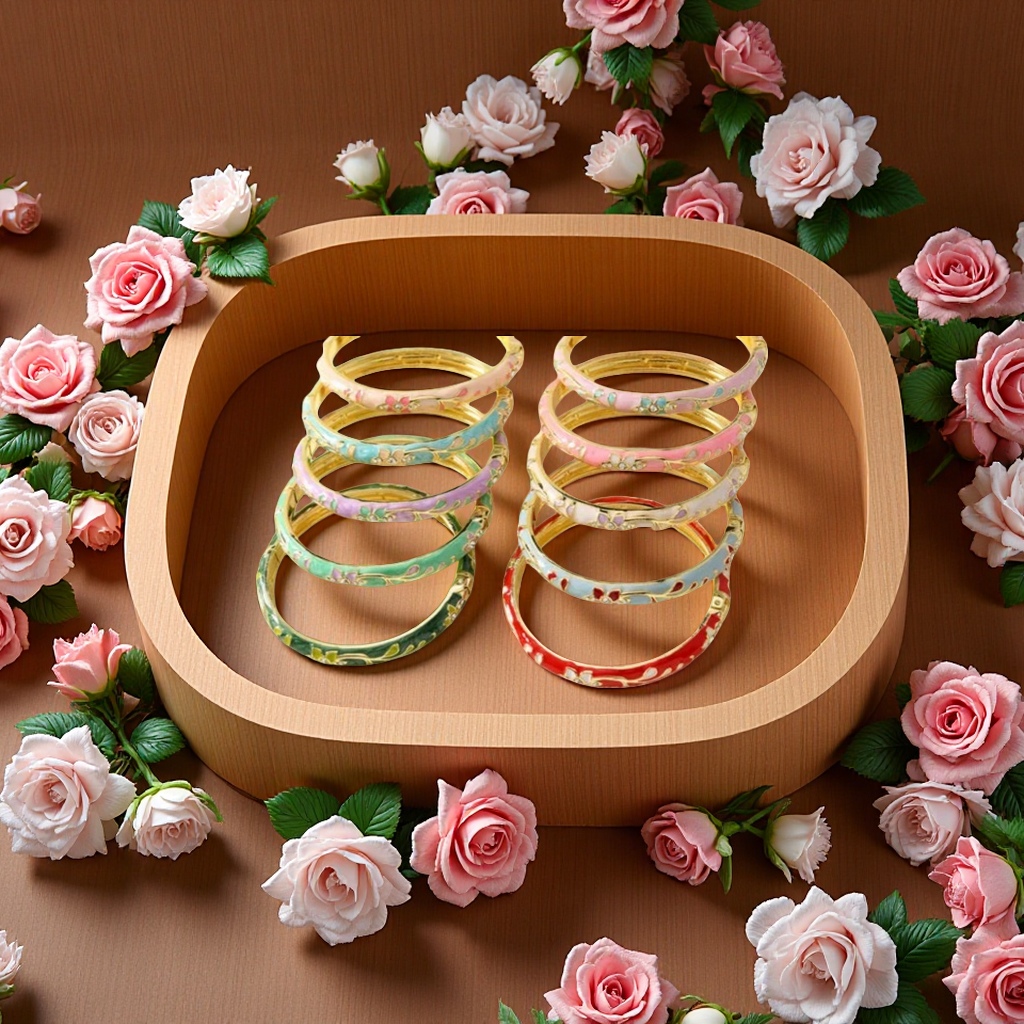 The bracelet features a fashionable and elegant flower pattern. It is a simple and elegant women's bracelet. The ladies' bracelet is made with multi-color enamel craftsmanship detail image 1