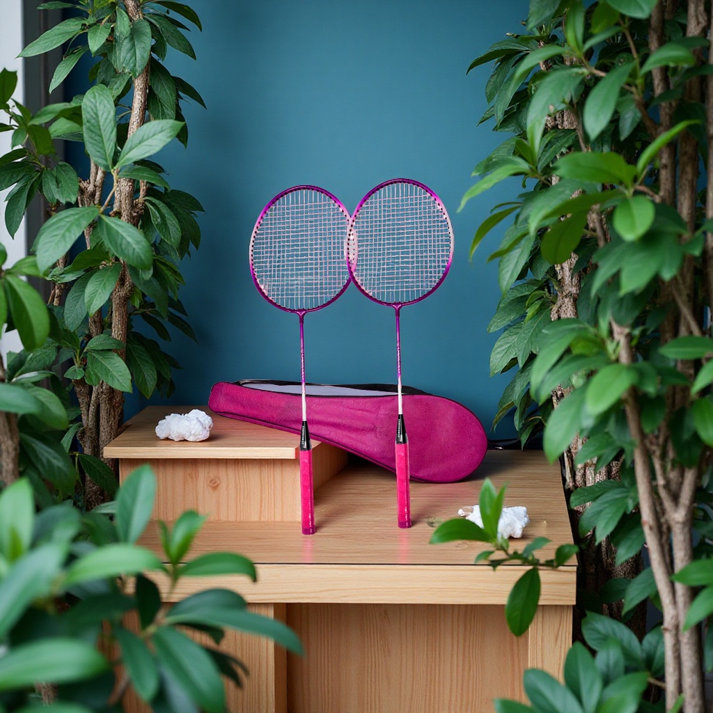 Professional badminton racket beginner's parent-child set, made of iron alloy, durable, ultra-light and shock-absorbing, outdoor sports equipment for badminton and tennis Application Scenario