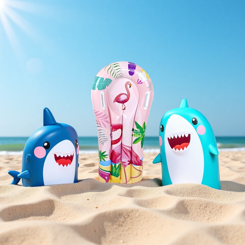 Hongyu Children's water surfboard, cartoon shark float, water play toy factory direct sales, sports outdoor swimming products, swimming rings full figure