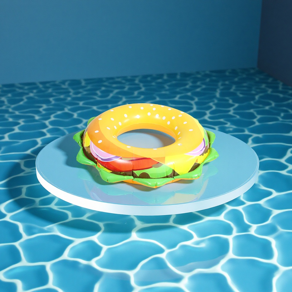 Hongyu's new hamburger inflatable children and adults swimming rings, armpit rings, children's swimming rings wholesale, sports and outdoor swimming products Specification drawing