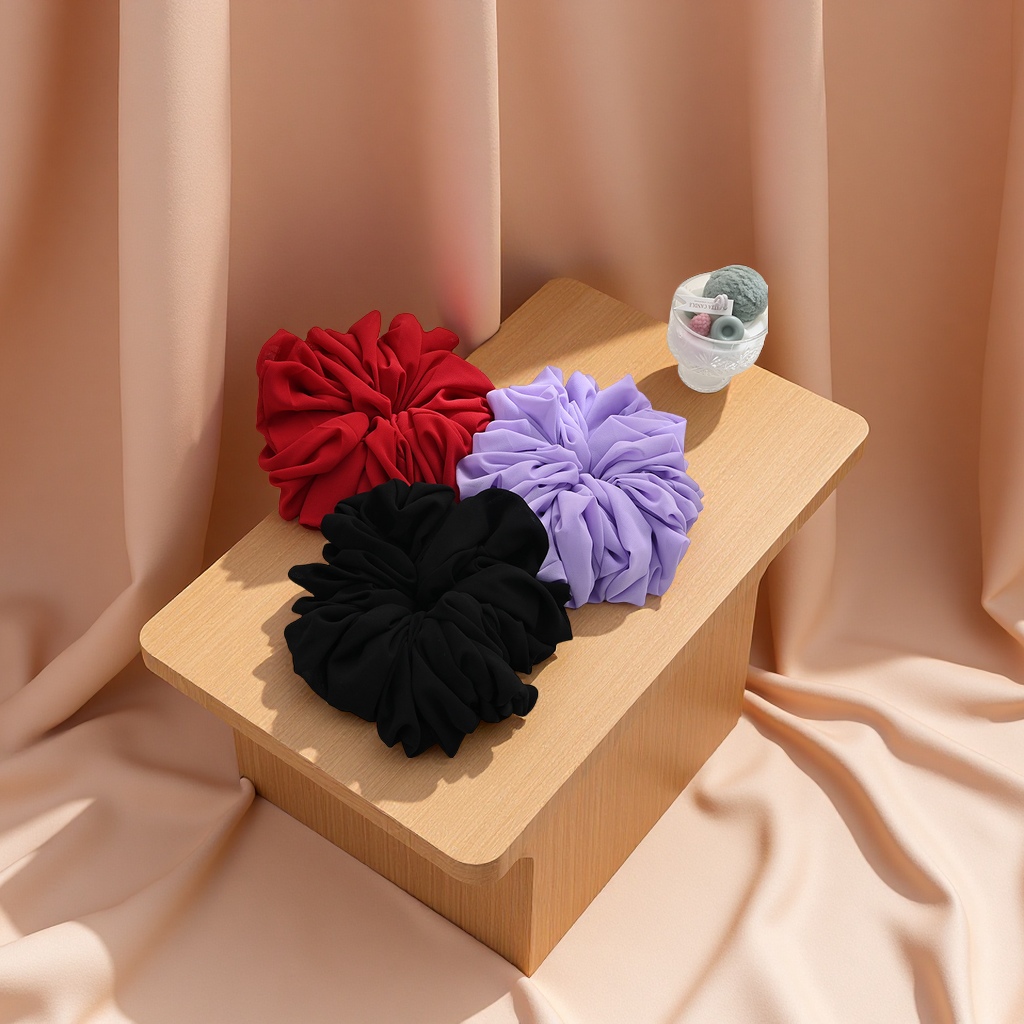 Malaysian oversized chiffon hair bands, solid color fabric, large intestine elastic hair ties, versatile manufacturer wholesale accessories, hair accessories and headwear