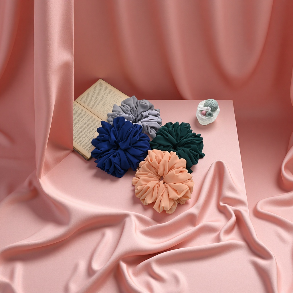 Malaysian oversized chiffon hair bands, solid color fabric, large intestine elastic hair ties, versatile manufacturer wholesale accessories, hair accessories and headwear details Picture