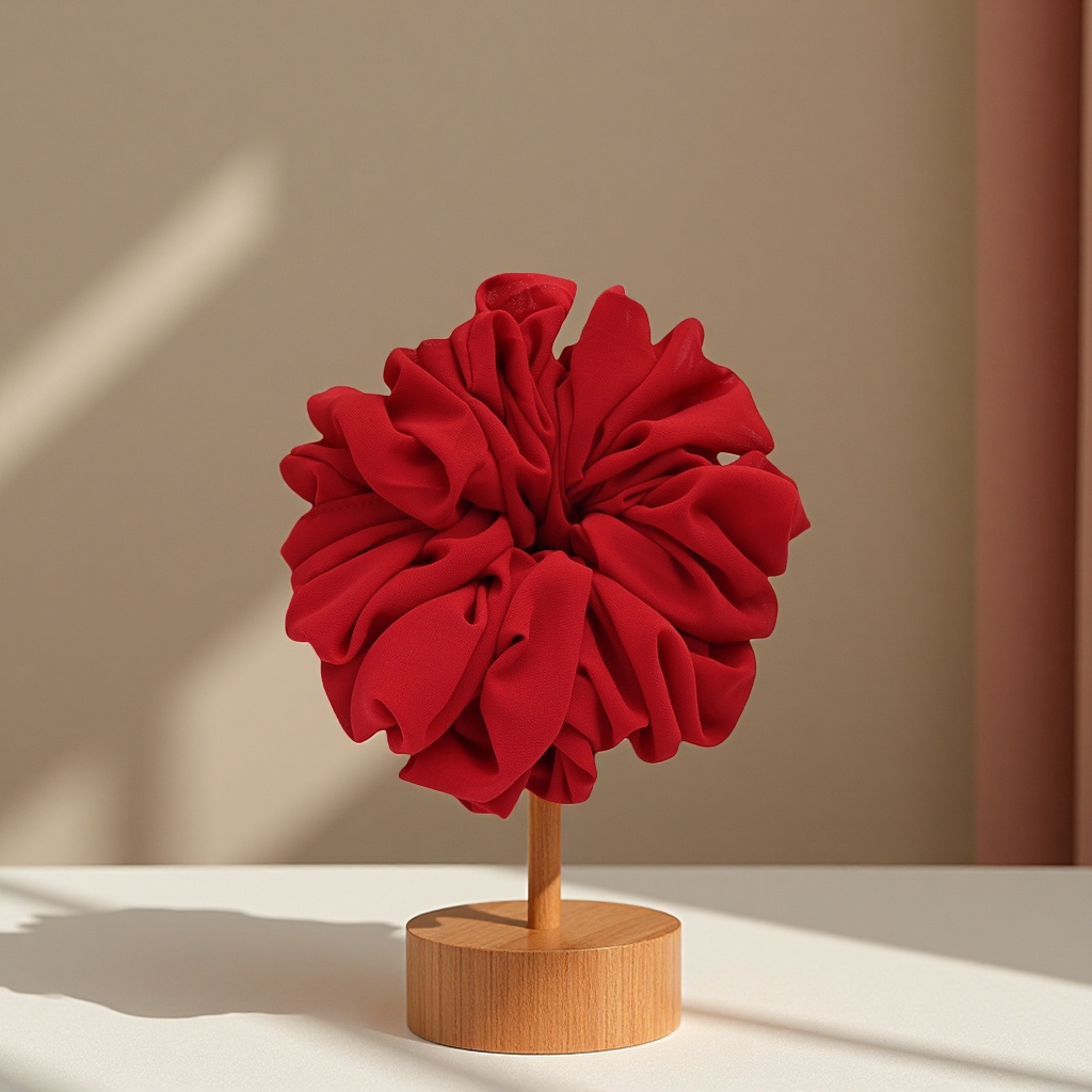 Malaysian oversized chiffon hair bands, solid color fabric, large intestine elastic hair ties, versatile manufacturer wholesale accessories, hair accessories and headwear Item Picture