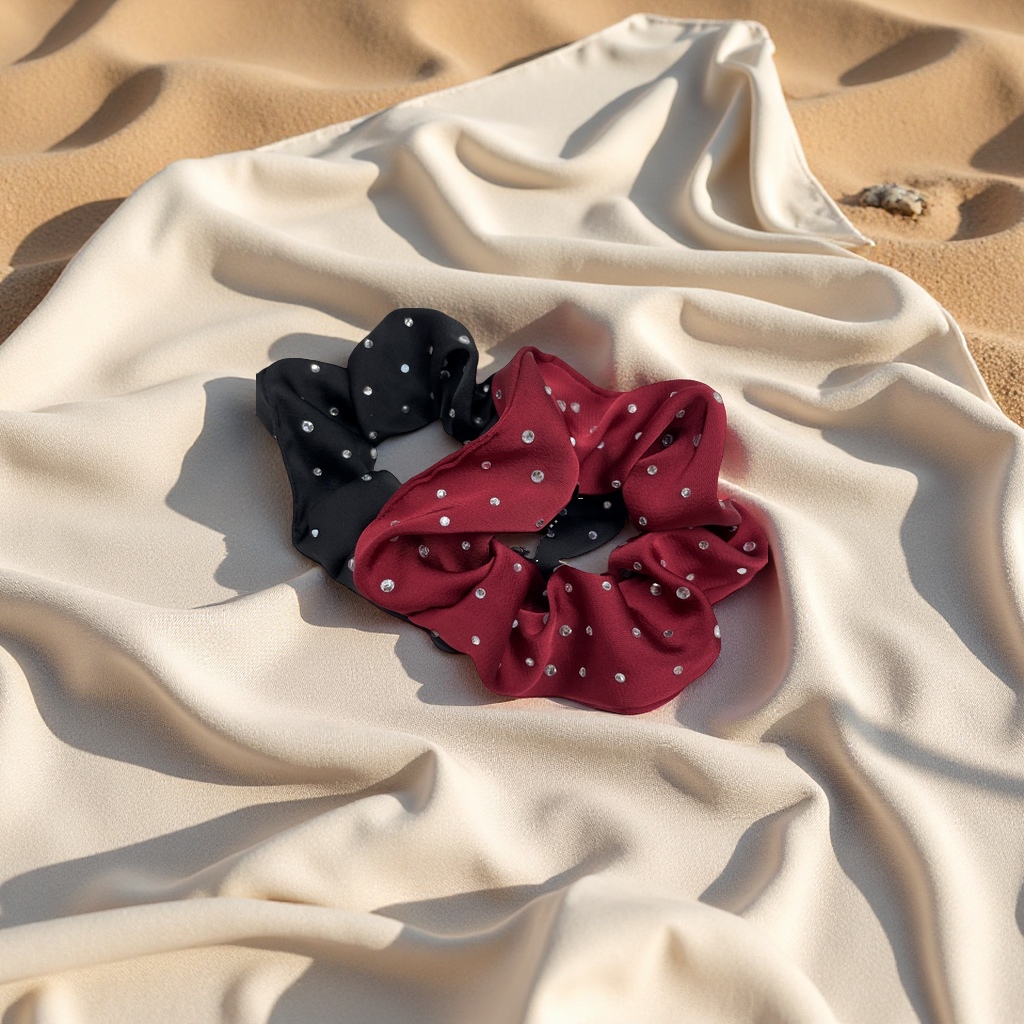 Wholesale and in-stock of summer new starry sky large diamond shining pig intestine hair band and bun headwear trendy hair accessories details Picture