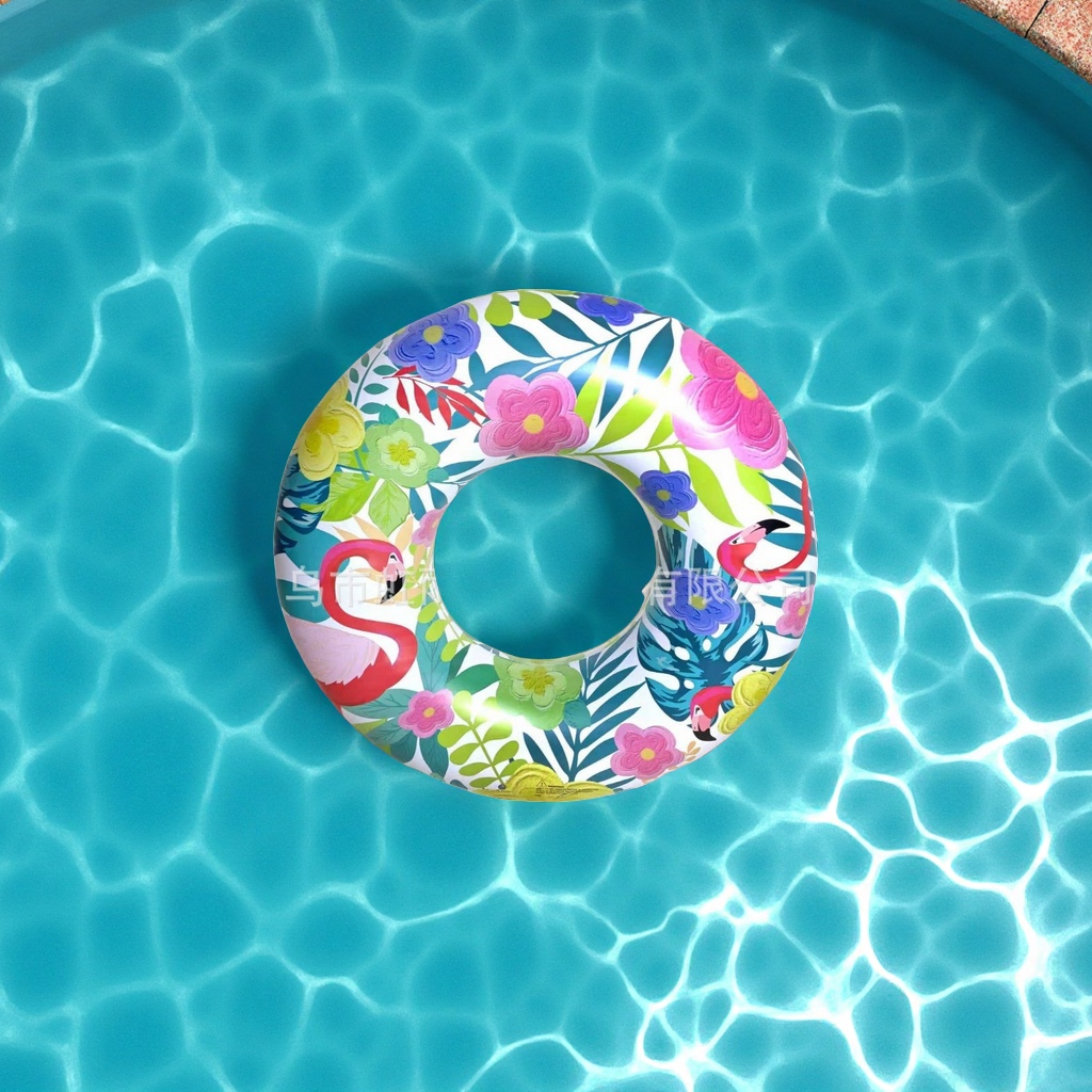 Hongyu Factory Direct sales Flamingo flower double-sided printed inflatable swimming rings, adult water floating products, essential for outdoor swimming in stock Item Picture