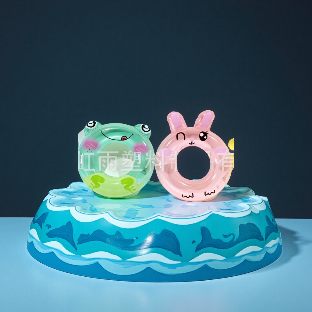 Hongyu thickened children's cartoon animal transparent and environmentally friendly PVC water inflatable toys manufacturer wholesale swimming rings sports outdoor swimming products Item Picture