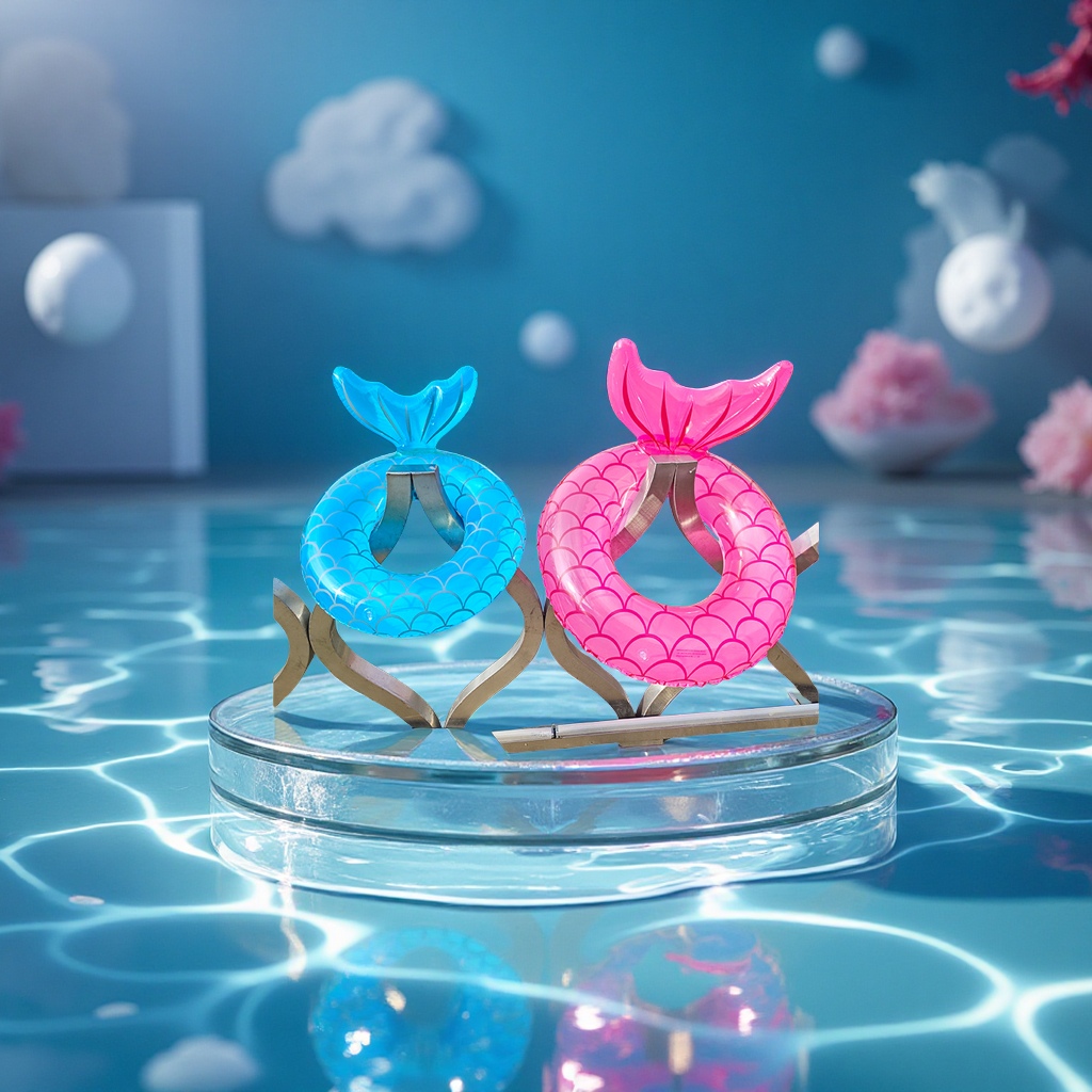 虹雨美人鱼游泳圈大号跨境网红加厚透明充气鱼尾巴泳圈运动户外游泳用品