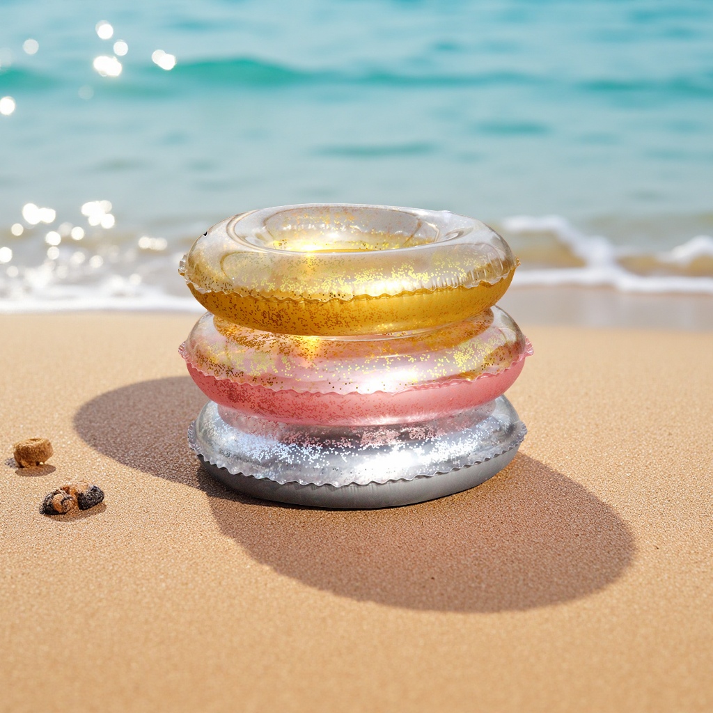 Hongyu Sequined semi-transparent inflatable swimming rings, internet-famous glitter adult gold onion swimming rings wholesale, sports and outdoor swimming products details Picture