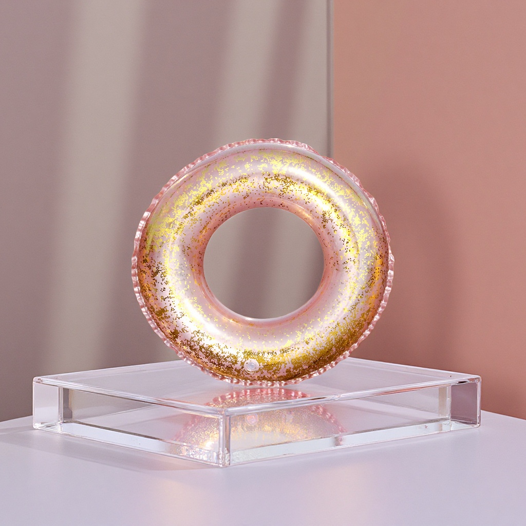 Hongyu Sequined semi-transparent inflatable swimming rings, internet-famous glitter adult gold onion swimming rings wholesale, sports and outdoor swimming products Application Scenario