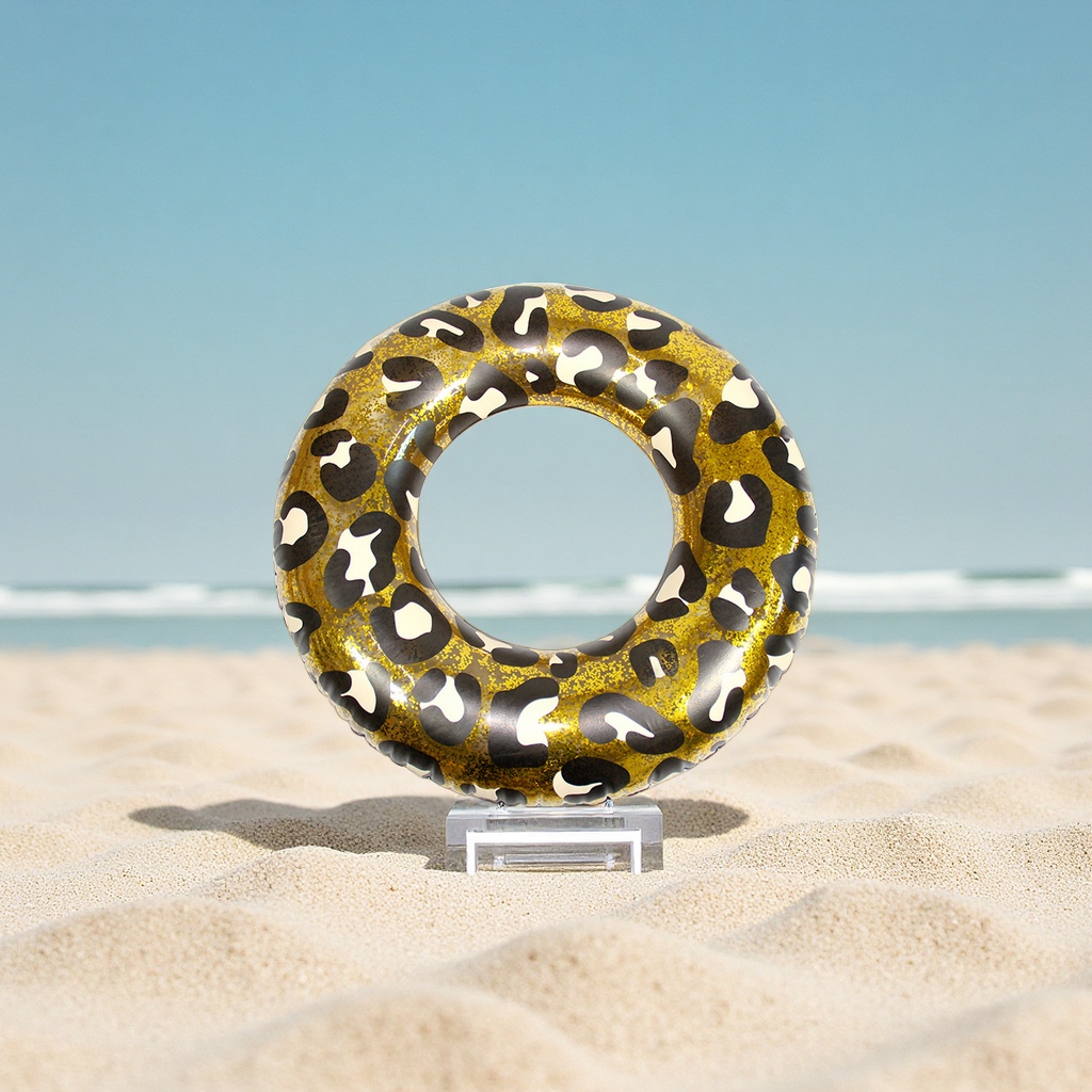 Hongyu adult inflatable swimming rings, transparent bright plate leopard print PVC life buoys, armpit rings wholesale, sports and outdoor swimming products
