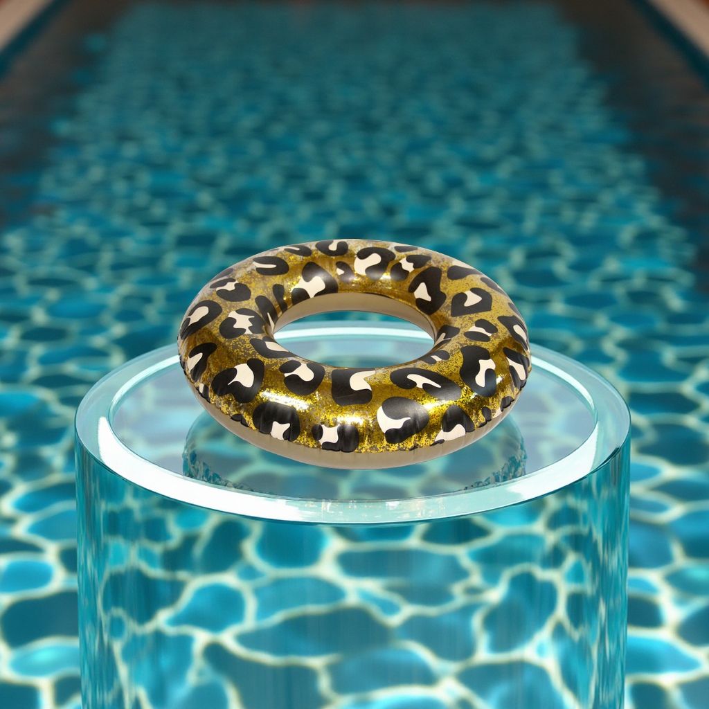 Hongyu adult inflatable swimming rings, transparent bright plate leopard print PVC life buoys, armpit rings wholesale, sports and outdoor swimming products details Picture