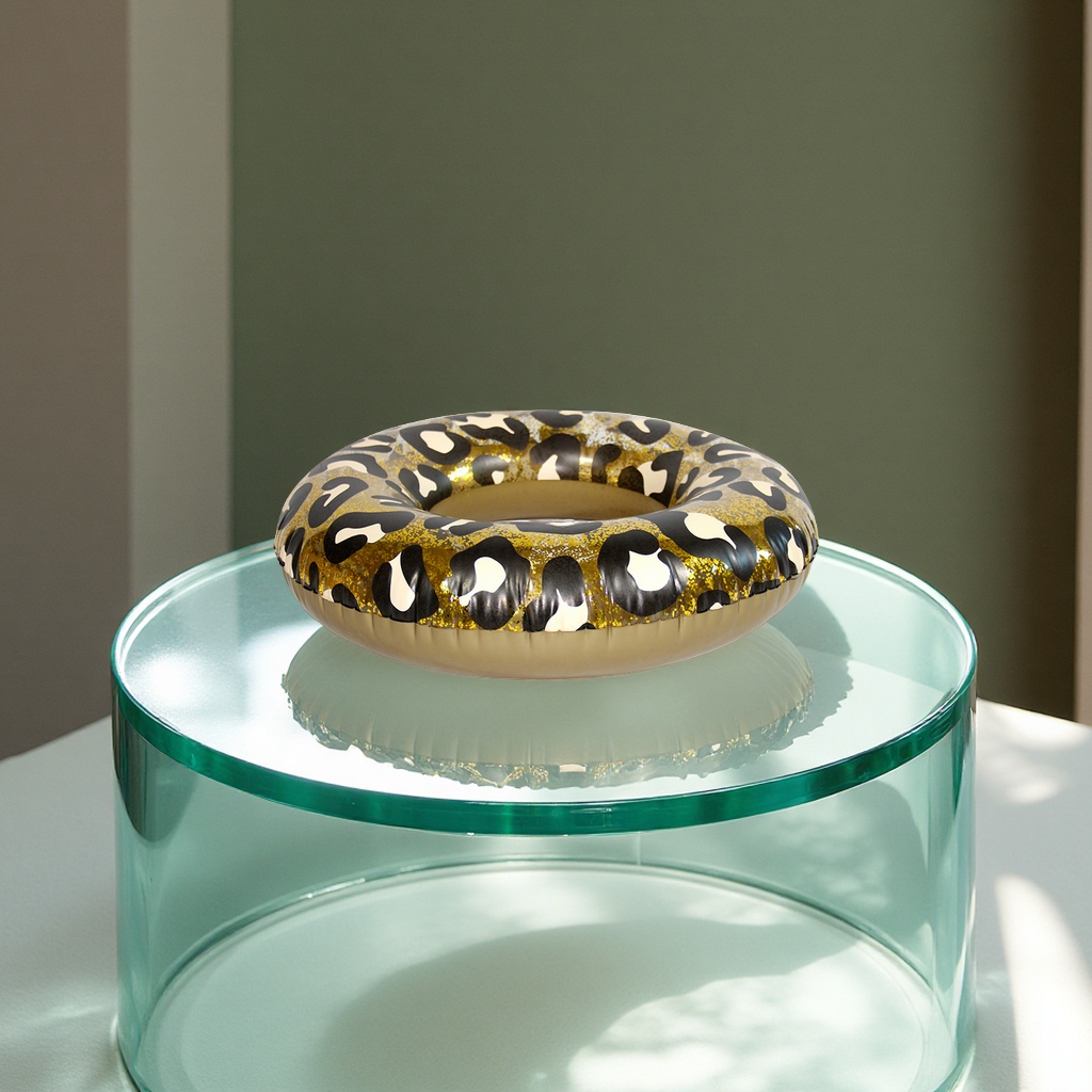 Hongyu adult inflatable swimming rings, transparent bright plate leopard print PVC life buoys, armpit rings wholesale, sports and outdoor swimming products Specification image