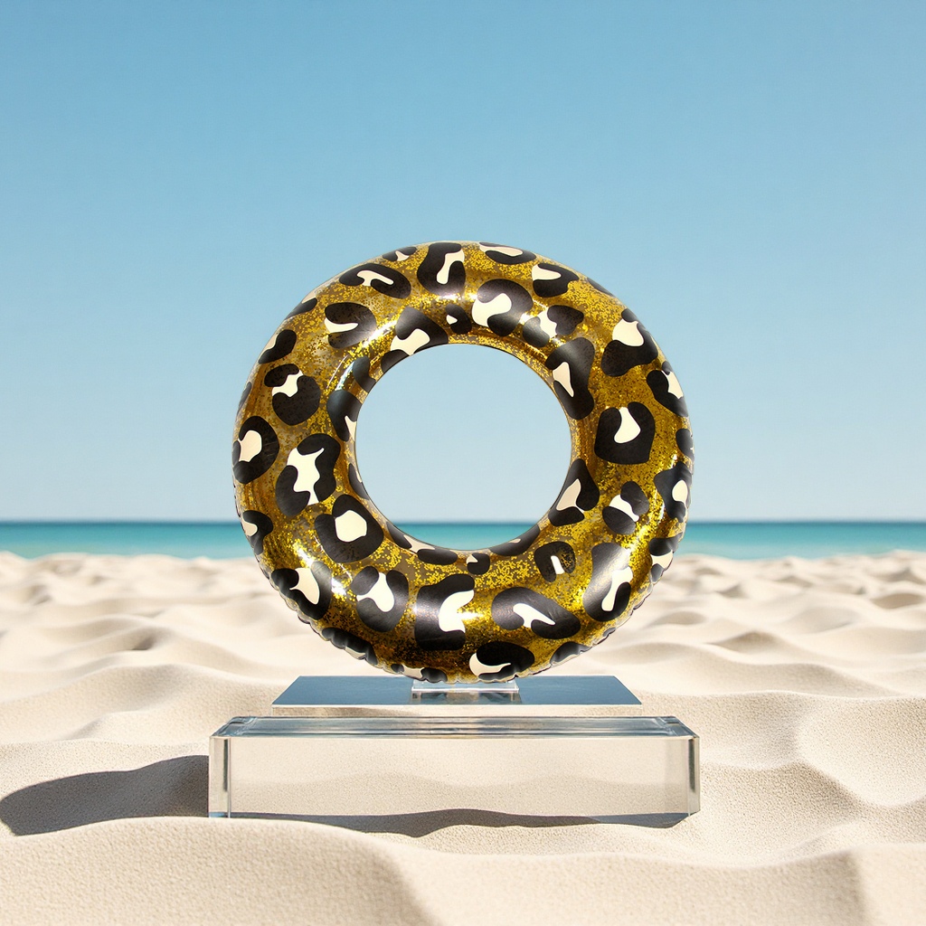 Hongyu adult inflatable swimming rings, transparent bright plate leopard print PVC life buoys, armpit rings wholesale, sports and outdoor swimming products Item Picture