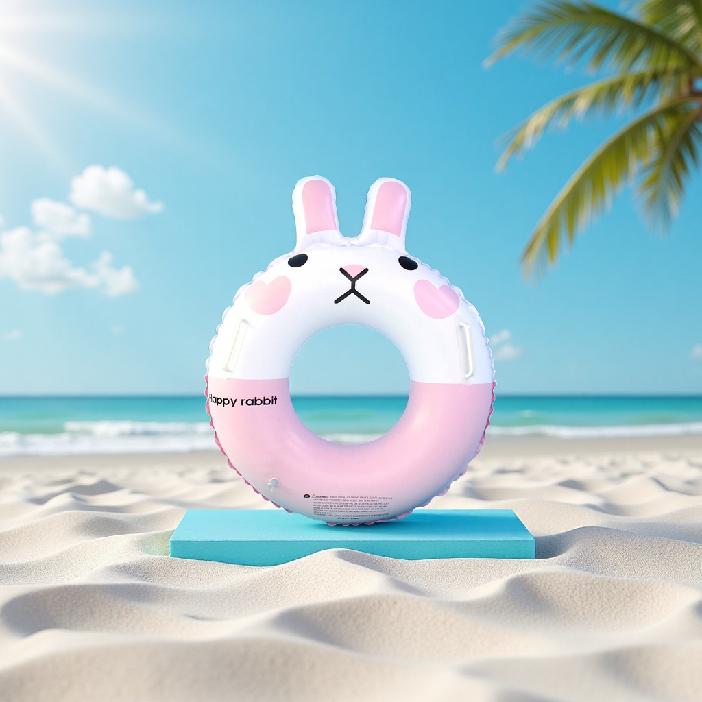 Koni Rabbit's best-selling thickened animal swimming ring, children's cartoon inflatable life buoy, cross-border PVC sports and outdoor swimming products details Picture