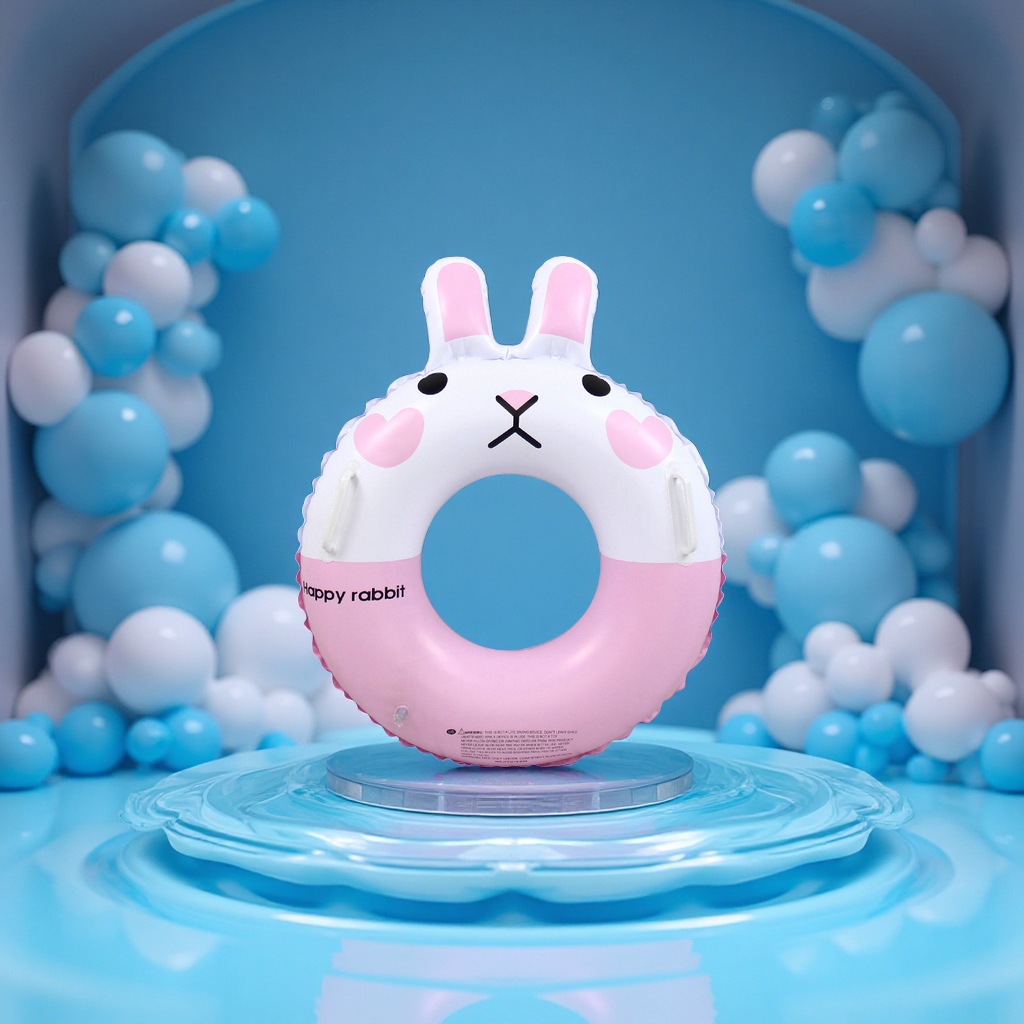 Koni Rabbit's best-selling thickened animal swimming ring, children's cartoon inflatable life buoy, cross-border PVC sports and outdoor swimming products Item Picture