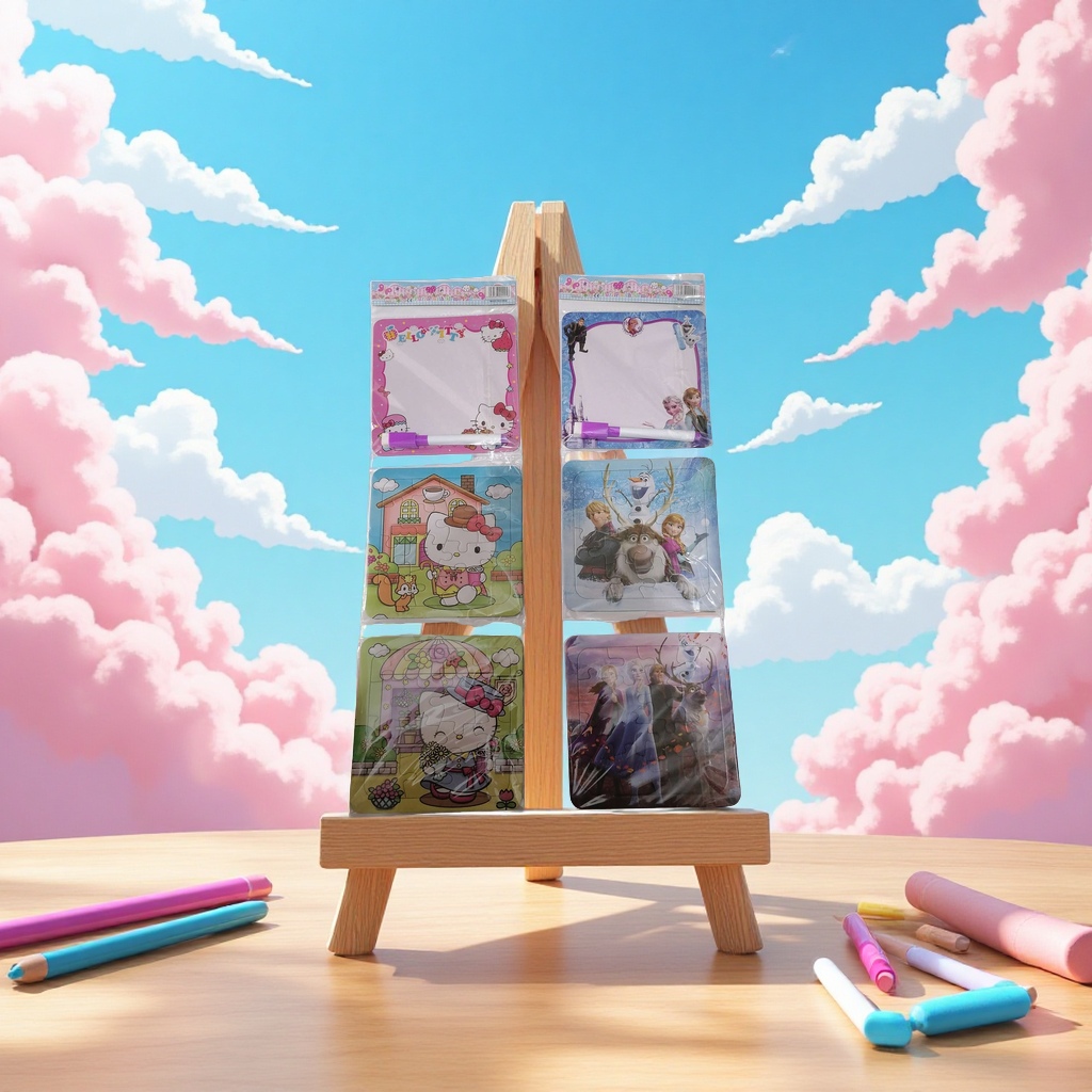 三合一拼图涂涂画画白底实物图