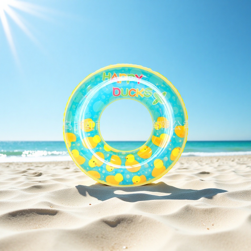 Hongyu Factory direct sales of new thickened transparent little yellow duck children's water play and swimming rings, sports and outdoor swimming products full figure