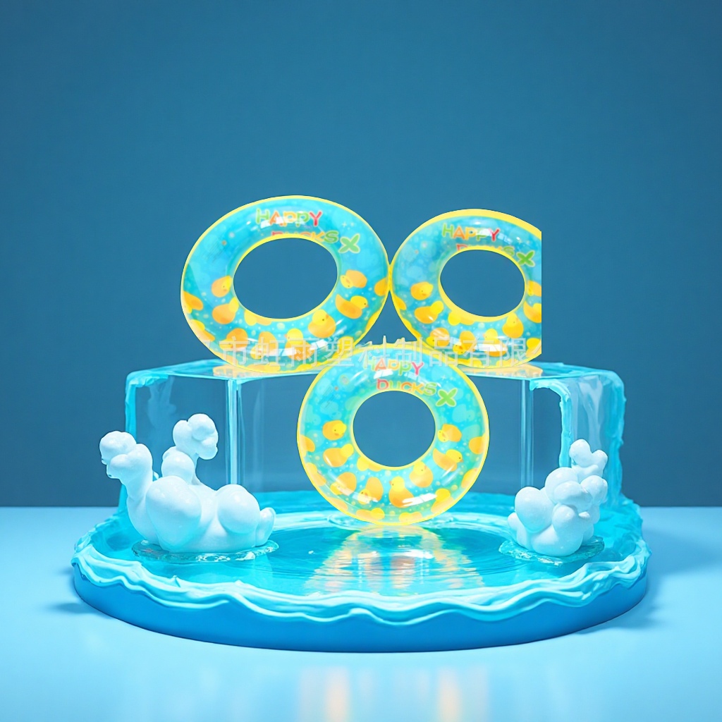 Hongyu Factory direct sales of new thickened transparent little yellow duck children's water play and swimming rings, sports and outdoor swimming products details Picture