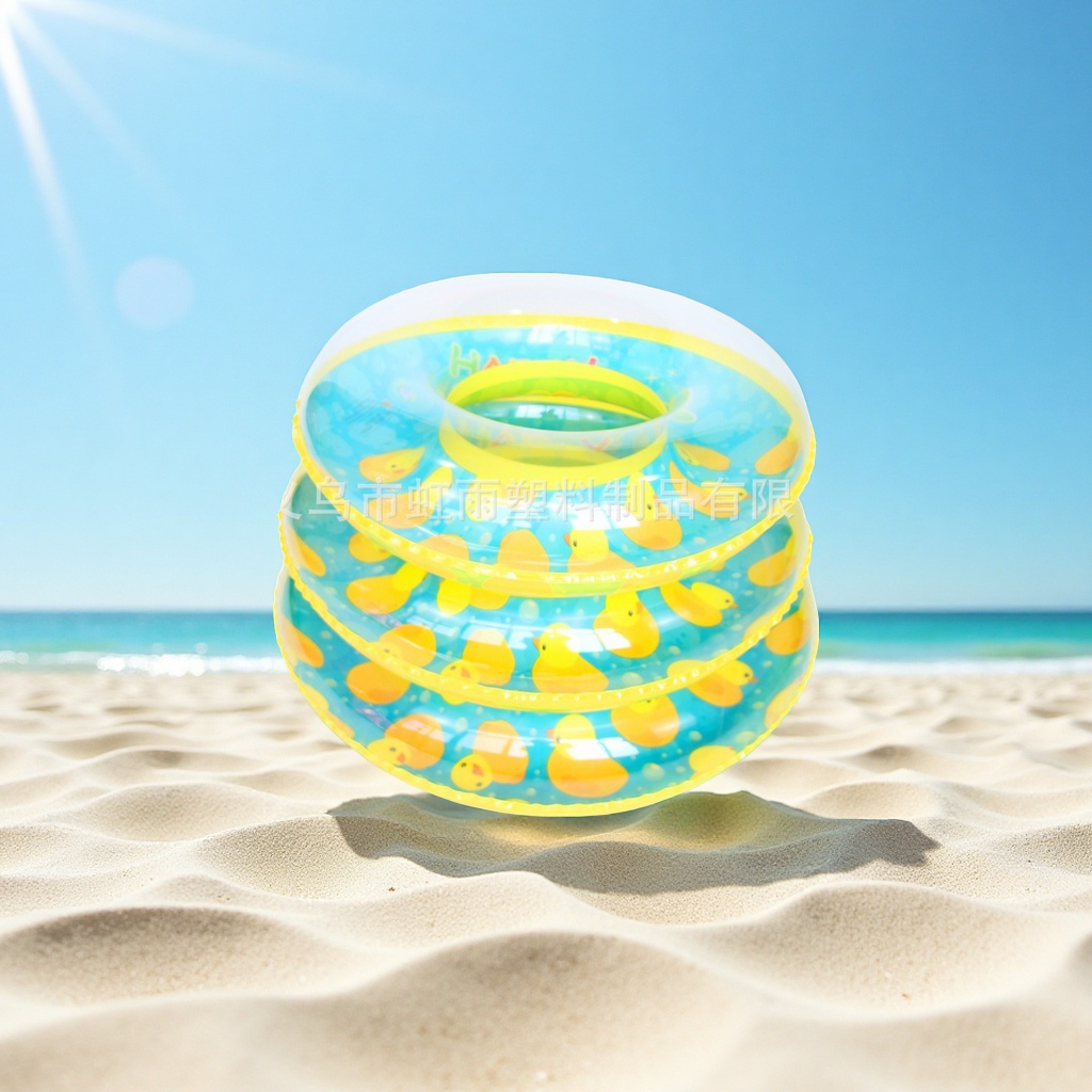 Hongyu Factory direct sales of new thickened transparent little yellow duck children's water play and swimming rings, sports and outdoor swimming products Application Scenario